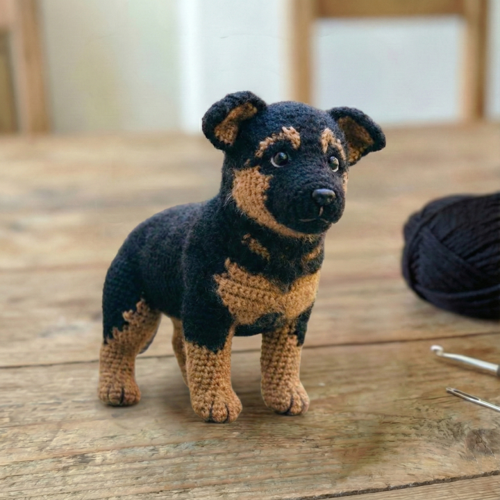German Shepherd Puppy Crochet Pattern Amigurumi ( PDF )