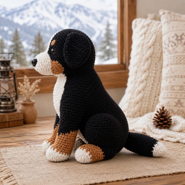 Bernese Mountain Dog Crochet Pattern PDF, Bernese Amigurumi Dog, Tricolor Dog Crochet Tutorial, Digital Download - Image 2