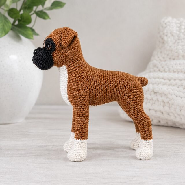 Boxer Dog Crochet Pattern PDF, Realistic Boxer Amigurumi, Detailed Brown Black White Tutorial, Digital Download - Image 2