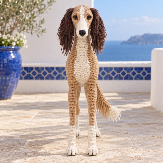 Saluki Crochet Pattern - Feathered Sighthound Amigurumi PDF